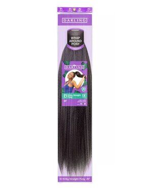 Darling Wrap Around Kinky Straight Ponytail 26" Premium Synthetic Hair 1B Color